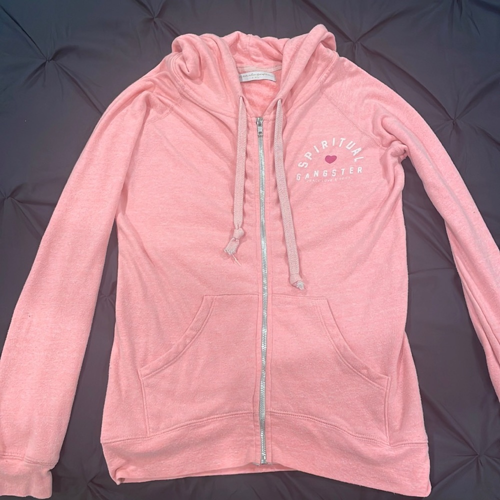 Spiritual Gangster pink zip up hoodie